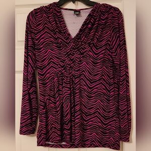 Rafaella Womens Top, Size: Medium, Pink Black V Neck, Blouse, pre-owned
